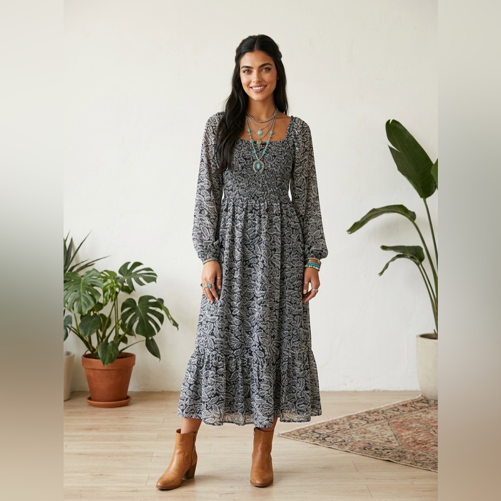 Long sleeve Boho Dress - Picture 1 of 7